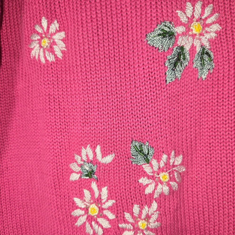 Vintage Quacker Factory Embroidered Flower Sweater Medium - Picture 3 of 6